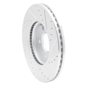 Buick Encore GX Brake Rotor (1) - Front Left - R1 Concepts - Drilled & Slotted - Silver - `11-`25